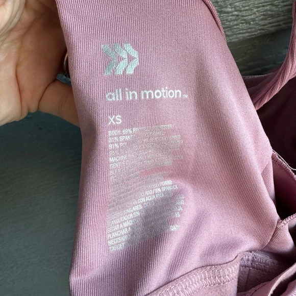 All In Motion Dusty Pink Activewear Tank Top Shelf Bra Pads Ribbed Scoop Back XS - Picture 6 of 7